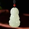 Colar de Jade Afegão Natural Guanyin Buda de Jade para Homens e Mulheres Casais Colar de Jade Branco Guanyin Buda Sorridente Pingente de Jade Atacado