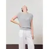 Coleção Outono 2026 Tencel Estilo Minimalista Malhas Femininas Manga Curta Camada Base Tops Combinando Distribuição Atacadista