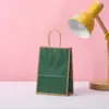 Bolsa de Embalaje de Papel Kraft Verde Oscuro de 120g Bolsa Tote Promocional Publicitaria para Negocios Hospitalidad Bolsa de Papel para Compras Personalización