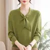 Suéter Elegante de Tricô Canelado para Mulheres, Jovens Mães, Camada Base Fina para Primavera/Outono, Suéter da Moda para Senhoras de Meia-Idade e Idosas