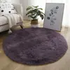 Alfombra Redonda Teñida con Lazo Transfronteriza de Seda y Lana de Color Sólido, Felpudo Redondo de Peluche Largo, Cojín para Silla de Cesta Colgante, Alfombra de Mesita de Noche para Dormitorio Venta al por Mayor