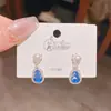 Conjunto de Colar e Brincos Versátil Elegante Azul Fulu Banhado a Prata Espessa Imitação de Jade Joias de Orelha Retro de Alta Qualidade para Mulheres