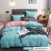 Funda de almohada con bolsillo, funda nórdica de tela cepillada de color liso, juego de tres piezas transfronterizo, funda nórdica de plumón, ropa de cama textil para el hogar de fibra ultrafina