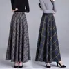 Moda Femenina Versátil Nueva Otoño/Invierno 2026 Falda de Lana a Cuadros de Cintura Alta Línea A Larga Falda Acampanada Falda Paraguas