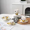 Taza de Cerámica con Flor Esmaltada Estilo Retro para Té de la Tarde Juego de Tazas de Cerámica Souvenir de Alta Gama Regalo de Inauguración