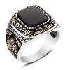 Hecheng 2022 nuevo anillo de personalidad retro bicolor europeo y americano para hombre comercio exterior anillo de ágata negra joyería
