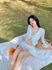 Dopamina Lindo Sexy High-End Vestido Outer de Manga Longa Biquíni de Quatro Peças Biquíni Maiô Dividido para Mulheres