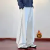 Pantalones personalizados/forrados de polar para otoño e invierno, impermeables y cortavientos, pantalones de trabajo holgados rectos de moda para hombre, estilo grueso