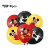 Mickey Mouse Fiesta de Cumpleaños Negra y Roja Vajilla Desechable Mantel Platos de Papel Vasos Servilletas de Papel Globos Banner Decoraciones