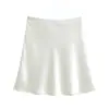 Falda de acetato satinado, nuevo estilo de verano, de cintura alta favorecedora y adelgazante, falda corta elegante y versátil de color liso en línea A para ir al trabajo