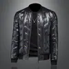 Invierno europeo 90% plumón de pato blanco cuello redondo brillante chaqueta de plumón moda abrigo cálido para hombre Y19811