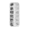 Set de Caja Transfronterizo de 12 Decoraciones para Uñas de Aleación, Decoraciones para Uñas Huecas Cruzadas Doradas y Plateadas Tridimensionales Estilo Francés al por Mayor