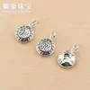 Acessórios de Prata Yintai S925 Pingente de Mantra de Seis Caracteres Retrô Pequena Bênção Anel Pulseira Pingente DIY