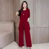 Traje de Moda para Mulheres 2025 Outono e Inverno Novo Estilo High-End Estilo Ocidental Wide Wife Emagrecimento Visual e Redutor de Idade Plus Size Conjunto de Três Peças Feminino