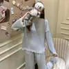 Novo pijama feminino, plus size, modelagem solta, com estampas em relevo, manga longa quentinho, design de desenho animado doce e fofo, conjunto de loungewear