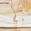 Collar para Mujer con Diseño de Nicho, Colgante de Perla Colgante de Luna y Estrella, Collar de Acero de Titanio, Simple Elegante, Cadena de Clavícula de Moda