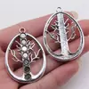 35X48mm 8g Plata Antigua Accesorios de Joyería de Exportación Populares Europeos y Americanos Colgante Árbol de la Vida Calado de 7 Chakras