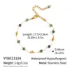 Novo estilo chinês nova esmeralda pedra natural jóias alto sentido turmalina clavícula corrente colar de aço inoxidável jóias atacado