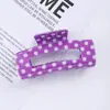 Pinza para el pelo cuadrada retro de lunares con diseño calado estilo coreano en colores dopamina, pinza de tiburón grande, accesorio para el pelo simple y versátil para la parte trasera de la cabeza