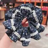 Anillo Negro para el Cabello de Encaje Floral Pequeño Estilo Coreano Elegante Intestino Grande Diadema para Mujer Cabeza de Bola Dulce de Alto Grado Cola de Caballo Baja
