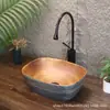 Lavabo de Encimera Retro Madera Sintética Lavabo Artístico Oval Grande Lavabo Creativo Lavabo para Balcón de Casa de Huéspedes
