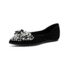Zapatos Planos Weiwei Lady 5933-41 Estilo Francés con Lazo de Pedrería para Mujer, Elegantes Zapatos de Punta Fina con Escote Bajo y Suelas Suaves