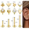 Novos Piercings Labret e de Osso da Orelha de Aço Inoxidável com Rosca Interna Transfronteiriços com Hastes de 6-12mm e Múltiplas Cabeças de Reposição, Joias para Piercing em Estoque