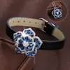 Pulseira de Pulso Exquisita com Flor de Camélia Incrustada de Zircônia, Moderna e Texturizada, Pulseira Feminina Ajustável, Fabricante de Joias Atacado