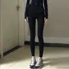 Conjunto de yoga justo para mulheres para o início do outono, jaqueta de manga comprida com zíper, calça shark de cintura alta que levanta o bumbum, conjunto esportivo casual de duas peças