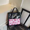 Bolsa Pequena Transparente Estilo Coreano de PVC com Coração de Planta, Bolsa Impermeável para Cosméticos, Bolsa de Higiene Pessoal, Bolsa Pequena, Bolsa de Mão para Mulheres