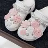 Acessórios para Tamancos Flor Peônia Pérola Fivelas de Sapato de Alta Qualidade Adequado para Fivela de Sapato Flor Rosa Cereja Acessórios para Sapato DIY