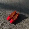 1038-2 Sapatos Baixos para Roupas de Exterior, Usados com Saias, Superfície Fosca, Tira Única, Sapatos Mary Jane de Couro Genuíno, Sola Macia, Sapatos de Bico Baixo com Uma Tira