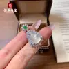 Colar Verde Imperial, Colar em Forma de Cabaça Estilo Chinês, Pingente de Colar de Calcedônia Natural Totalmente Verde Comparável à Ágata Verde Jade