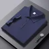 Camiseta Lisa de Manga Curta Versátil Cor Sólida Camisa Polo Masculina de Verão Respirável Absorvente de Suor Camiseta com Gola Business Casual
