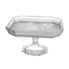 Plato de Frutas con Relieve de Moda, Cuadrado Alto Estilo Europeo para Postre y Pastel, Bandeja de Cristal para Postre y Frutas, Adorno Decorativo