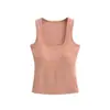 Camisole Estilo Americano Picante com Decote U Halter Sem Mangas para Mulheres, Roupa Íntima ou Roupa Externa Slim Fit para Primavera e Verão com Bojos