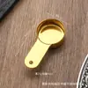 Juego de cucharas medidoras de fondo plano de acero inoxidable 304, cuchara medidora de cocina para hornear café, condimento de cocina de mango corto, fondo plano, color dorado y plateado