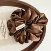Cinta para el Cabello Plegada Satinada Brillante Cremosa Perlada de Alta Gama Coreana, Cuerda para el Cabello, Banda Elástica de Color Puro para Mujeres