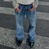 Pantalones de Pierna Ancha Lavados Retro Americanos de Peso Pesado Estilo Novio Sueltos Adelgazantes Casuales de Longitud Completa Jeans para Hombre