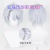 [Huacai] Peluca Cosplay Bai Er del Tren del Domo Estelar Honkai Cabello Azul Plata Blanco Cuero Cabelludo Simulado Mancha
