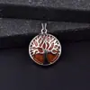 Pedra Natural Cristal Ágata Joias Redondas Liga Árvore da Fortuna Pingente Colar Acessórios Grandes Joias Comércio Exterior Venda Quente