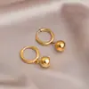Aretes Redondos Sólidos de Acero de Titanio, Diseño de Nicho de Lujo Ligero, Sensación de Alta Gama, Simples y Elegantes, Accesorios Versátiles para Orejas de Acero Inoxidable