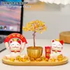 Adorno de Árbol de la Fortuna Gato de la Fortuna Amarillo Jade Amatista para Sala de Estar, Entrada, Decoración de Oficina, Regalo de Inauguración de Casa y Apertura de Gama Alta