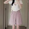Verão estilo coreano mulheres grávidas shorts ajustáveis verão fino solto shorts casuais moda trabalho shorts de perna larga