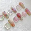 Caja de Set de 10 Papeles de Transferencia para Uñas con Diseños Florales Mixtos, Tulipán de Primavera Nuevo, Flor de Melocotón, Pegatinas para Uñas en Forma de Corazón al por Mayor