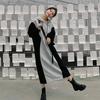 Vestido de Contraste con Empalme para Mujer Tallas Grandes de Otoño e Invierno, Sudadera con Capucha y Forro Polar, Chaqueta Larga Holgada