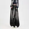 Jeans Branco Desgastado Wide Leg Estilo Retrô Americano para Mulheres, Novo Design Tendência de Cintura Alta Emagrecedor, Calça Longa Elegante de Corte Amplo