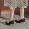 Zapatos de tacón alto franceses de una sola capa, con punta puntiaguda y tacón pequeño, para mujer, primavera y otoño 2024
