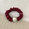 Elástico de Cabelo Retro Pérola Francesa Intestino Delgado, Elástico de Cabelo Versátil Elegante, Cabeça de Bola, Elástico de Borracha de Alta Elasticidade, Elástico de Cabelo para Rabo de Cavalo Feminino