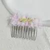 Peine de Flores Bordado de Encaje de Primavera con Pliegues para el Cabello para Mujer, Pasador de Gama Alta con un Diseño Versátil y Moderno